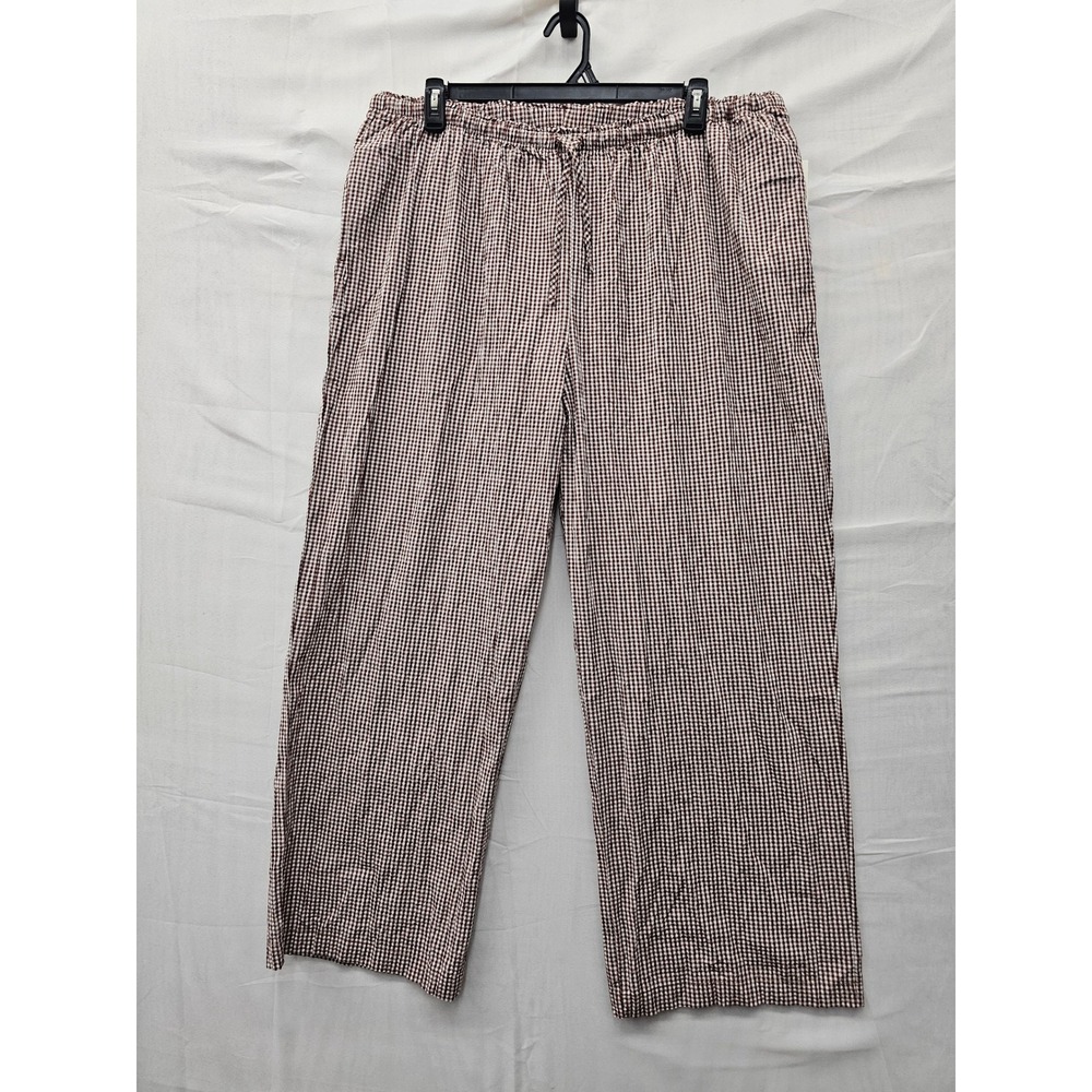 A New Day Womens Gingham Wide Leg Pants Brown Cotton Blend Casual Size 1X